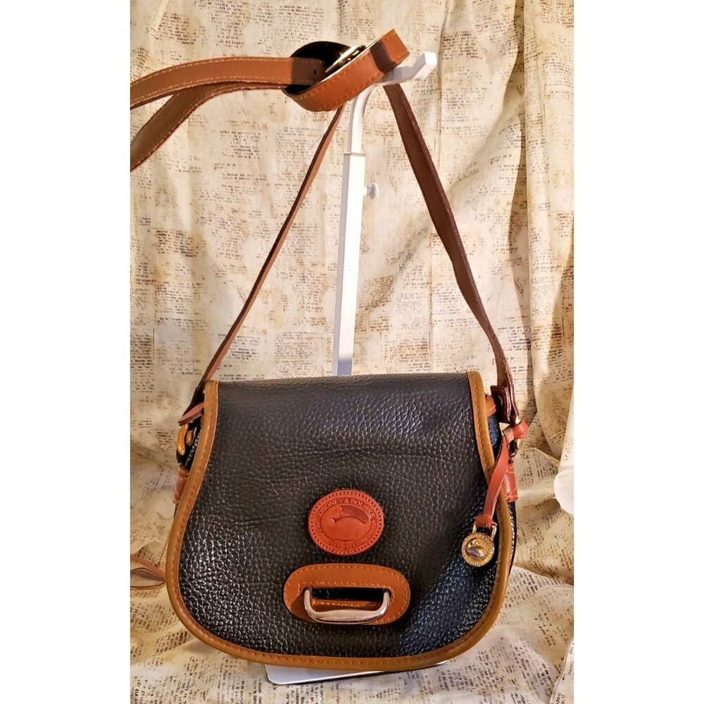 GUC: Vintage Dooney & Bourke Leather Saddle Crossbody Bag - Dark Blue or Black